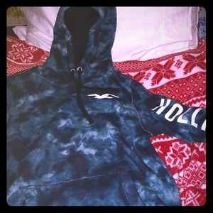 hollister blue tye dye hoodie